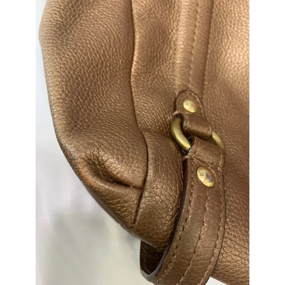 Coach Metallic Bronze Pebbled Leather Hobo Shoulder Bag Lilac Liner Brass HW#899